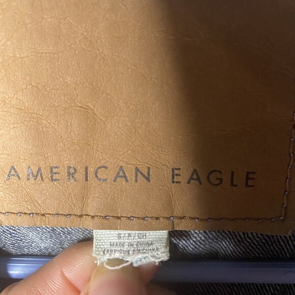 American Eagle Jean Jacket Button Zip Up Women Blue Pockets SZ Small Oversized - Picture 9 of 12
